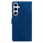 For Samsung Galaxy S25 5G Lace Floral Embossed Magnetic Buckle PU Phone Case With Wrist Strap(Blue) - 3