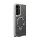 For Samsung Galaxy S25 / S24 5G Carbon Fiber Texture 360 MagSafe Holder Phone Case(Titanium Gray) - 1