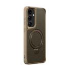For Samsung Galaxy S25+ / S24+ 5G Carbon Fiber Texture 360 MagSafe Holder Phone Case(Desert Gold) - 1