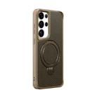 For Samsung Galaxy S25 Ultra 5G Carbon Fiber Texture 360 MagSafe Holder Phone Case(Desert Gold) - 1