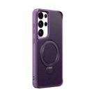 For Samsung Galaxy S25 Ultra 5G Carbon Fiber Texture 360 MagSafe Holder Phone Case(Purple) - 1