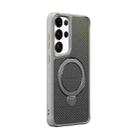 For Samsung Galaxy S25 Ultra 5G Carbon Fiber Texture 360 MagSafe Holder Phone Case(Titanium Gray) - 1