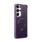 For Samsung Galaxy S24 Ultra 5G Carbon Fiber Texture 360 MagSafe Holder Phone Case(Purple) - 1