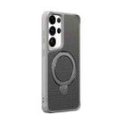 For Samsung Galaxy S24 Ultra 5G Carbon Fiber Texture 360 MagSafe Holder Phone Case(Titanium Gray) - 1