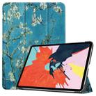 For iPad Air 2022 / 2020 10.9 Colored Drawing Horizontal Flip Leather Case with Three-folding Holder & Sleep / Wake-up Function(Apricot Flower) - 1