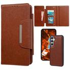 For Samsung Galaxy S25+ 5G Multifunctional 7-Card Wallet Leather Phone Case(Brown) - 1