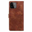 For Samsung Galaxy A22 5G Lace Floral Embossed Magnetic Buckle PU Phone Case With Wrist Strap(Brown) - 3