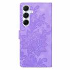 For Samsung Galaxy A25 5G Lace Floral Embossed Magnetic Buckle PU Phone Case With Wrist Strap(Purple) - 3