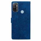 For Samsung Galaxy A33 5G Lace Floral Embossed Magnetic Buckle PU Phone Case With Wrist Strap(Blue) - 3