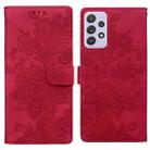 For Samsung Galaxy A52 / A52s 5G Lace Floral Embossed Magnetic Buckle PU Phone Case With Wrist Strap(Red) - 1