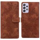 For Samsung Galaxy A52 / A52s 5G Lace Floral Embossed Magnetic Buckle PU Phone Case With Wrist Strap(Brown) - 1
