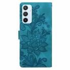 For Samsung Galaxy A54 5G Lace Floral Embossed Magnetic Buckle PU Phone Case With Wrist Strap(Green) - 3