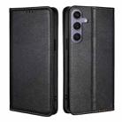For Samsung Galaxy S25+ 5G Gloss Oil Solid Color Magnetic Leather Phone Case(Black) - 1