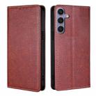 For Samsung Galaxy S25+ 5G Gloss Oil Solid Color Magnetic Leather Phone Case(Brown) - 1