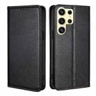 For Samsung Galaxy S25 Ultra 5G Gloss Oil Solid Color Magnetic Leather Phone Case(Black) - 1