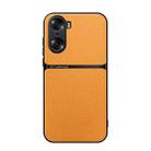 For Honor 60 Litchi Leather Magnetic Full Coverage Shockproof Phone Case(Yellow) - 1