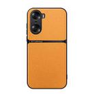 For Honor 60 Pro Litchi Leather Magnetic Full Coverage Shockproof Phone Case(Yellow) - 1