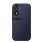 For Honor 70 Litchi Leather Magnetic Full Coverage Shockproof Phone Case(Navy Blue) - 1