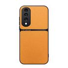 For Honor 70 Pro Litchi Leather Magnetic Full Coverage Shockproof Phone Case(Yellow) - 1