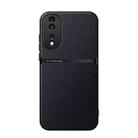 For Honor 80 Litchi Leather Magnetic Full Coverage Shockproof Phone Case(Black) - 1