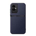 For Honor 100 Litchi Leather Magnetic Full Coverage Shockproof Phone Case(Navy Blue) - 1