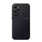 For Honor 100 Pro Litchi Leather Magnetic Full Coverage Shockproof Phone Case(Black) - 1