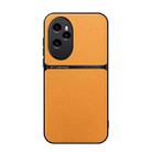 For Honor 100 Pro Litchi Leather Magnetic Full Coverage Shockproof Phone Case(Yellow) - 1