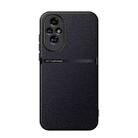 For Honor 200 Litchi Leather Magnetic Full Coverage Shockproof Phone Case(Black) - 1