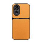 For Honor 200 Litchi Leather Magnetic Full Coverage Shockproof Phone Case(Yellow) - 1