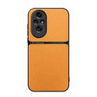 For Honor 200 Pro Litchi Leather Magnetic Full Coverage Shockproof Phone Case(Yellow) - 1