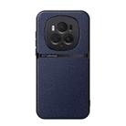 For Honor Magic6 Pro Litchi Leather Magnetic Full Coverage Shockproof Phone Case(Navy Blue) - 1