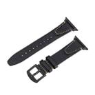 For Apple Watch 46mm / 49mm / 45mm / 44mm U-shape Genuine Leather Watch Band(Black) - 1