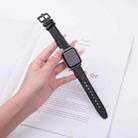 For Apple Watch 46mm / 49mm / 45mm / 44mm U-shape Genuine Leather Watch Band(Black) - 2