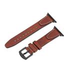 For Apple Watch 46mm / 49mm / 45mm / 44mm U-shape Genuine Leather Watch Band(Red Brown) - 1