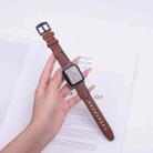 For Apple Watch 46mm / 49mm / 45mm / 44mm U-shape Genuine Leather Watch Band(Red Brown) - 2