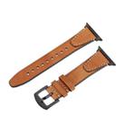 For Apple Watch 46mm / 49mm / 45mm / 44mm U-shape Genuine Leather Watch Band(Light Brown) - 1