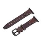 For Apple Watch 46mm / 49mm / 45mm / 44mm U-shape Genuine Leather Watch Band(Coffee) - 1