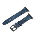 For Apple Watch 42mm / 41mm / 40mm / 38mm U-shape Genuine Leather Watch Band(Blue) - 1