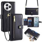For Xiaomi Civi 5 Pro 5G Sheep Texture Cross-body Zipper Wallet Leather Phone Case(Black) - 1