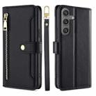 For Samsung Galaxy S25 5G Sheep Texture Cross-body Zipper Wallet Leather Phone Case(Black) - 1