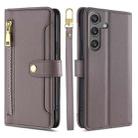 For Samsung Galaxy S25 5G Sheep Texture Cross-body Zipper Wallet Leather Phone Case(Grey) - 1