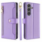 For Samsung Galaxy S25 5G Sheep Texture Cross-body Zipper Wallet Leather Phone Case(Purple) - 1