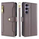 For Samsung Galaxy S25+ 5G Sheep Texture Cross-body Zipper Wallet Leather Phone Case(Grey) - 1