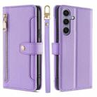 For Samsung Galaxy S25+ 5G Sheep Texture Cross-body Zipper Wallet Leather Phone Case(Purple) - 1