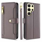 For Samsung Galaxy S25 Ultra 5G Sheep Texture Cross-body Zipper Wallet Leather Phone Case(Grey) - 1
