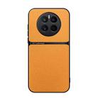 For Huawei Mate 50 Litchi Leather Magnetic Full Coverage Shockproof Phone Case(Yellow) - 1