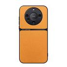 For Huawei Mate 60 Litchi Leather Magnetic Full Coverage Shockproof Phone Case(Yellow) - 1