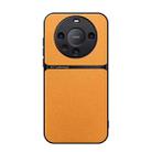 For Huawei Mate 60 Pro Litchi Leather Magnetic Full Coverage Shockproof Phone Case(Yellow) - 1