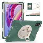 For Xiaomi Redmi Pad Pro 12.1 Rotatable Holder Silicone Hybrid PC Tablet Case with Shoulder Strap(Emreald Green) - 1
