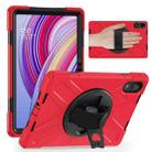 For Xiaomi Redmi Pad Pro 12.1 Rotatable Holder Silicone Hybrid PC Tablet Case with Shoulder Strap(Red) - 2